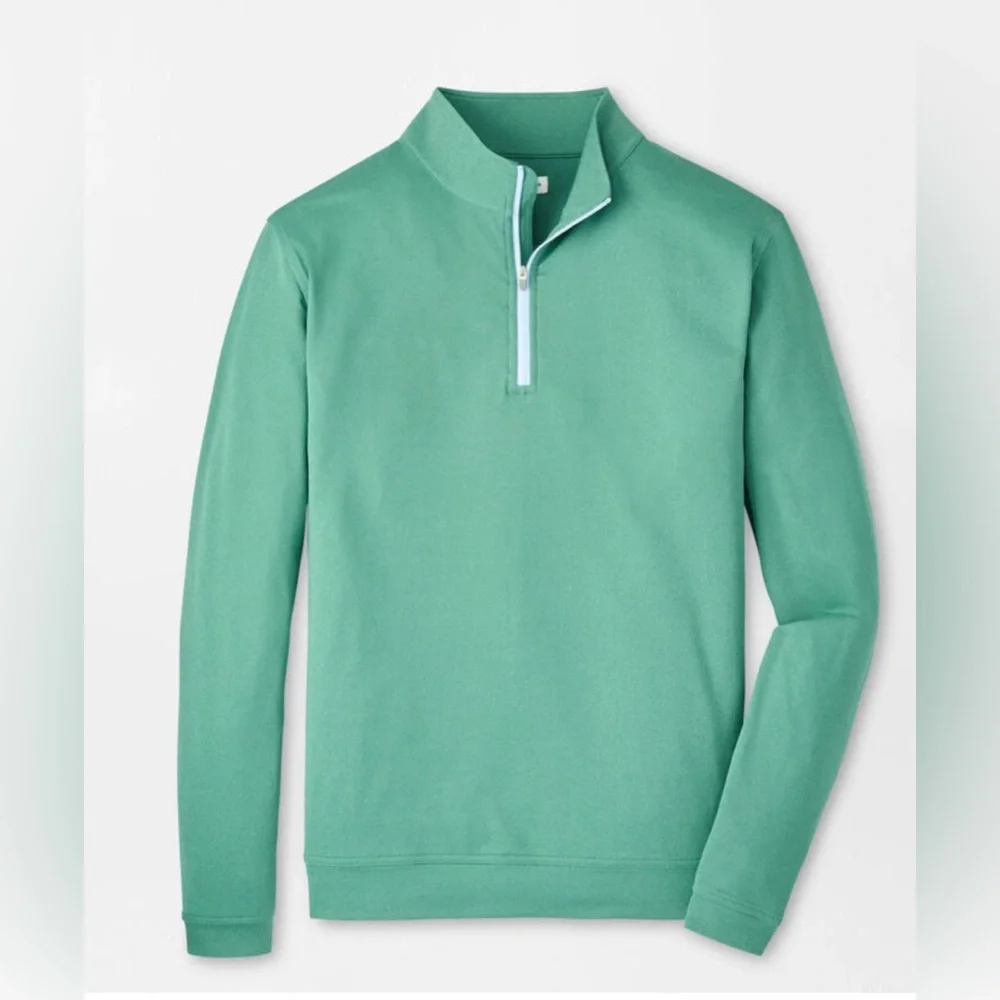 Peter Millar Men's Mint Green Quarter-Zip Performance Sweater